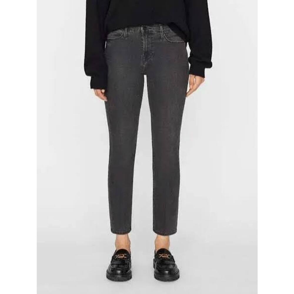 FRAME Le High Straight Jeans Tierra Washed Black Gray Size‎ 26